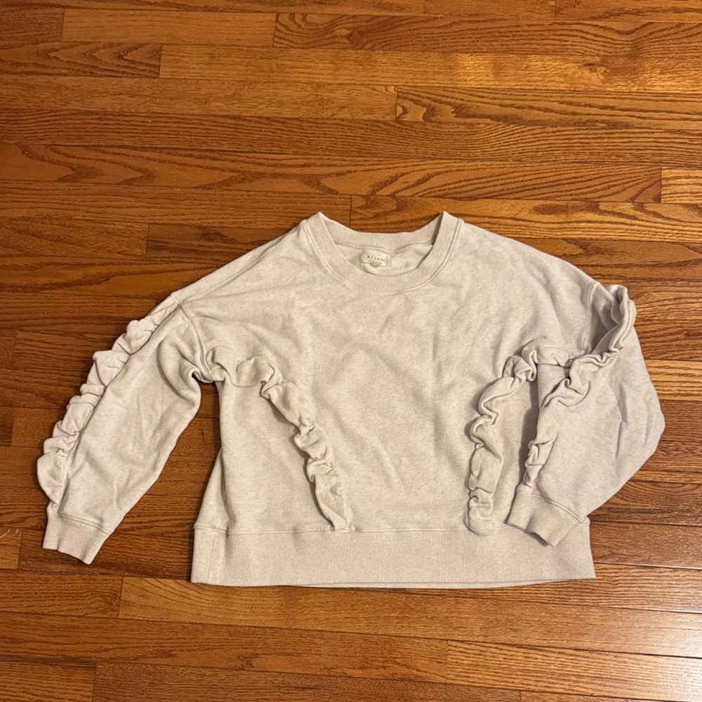 Madewell Ruffled Sleeve Cream Sweatshirt S